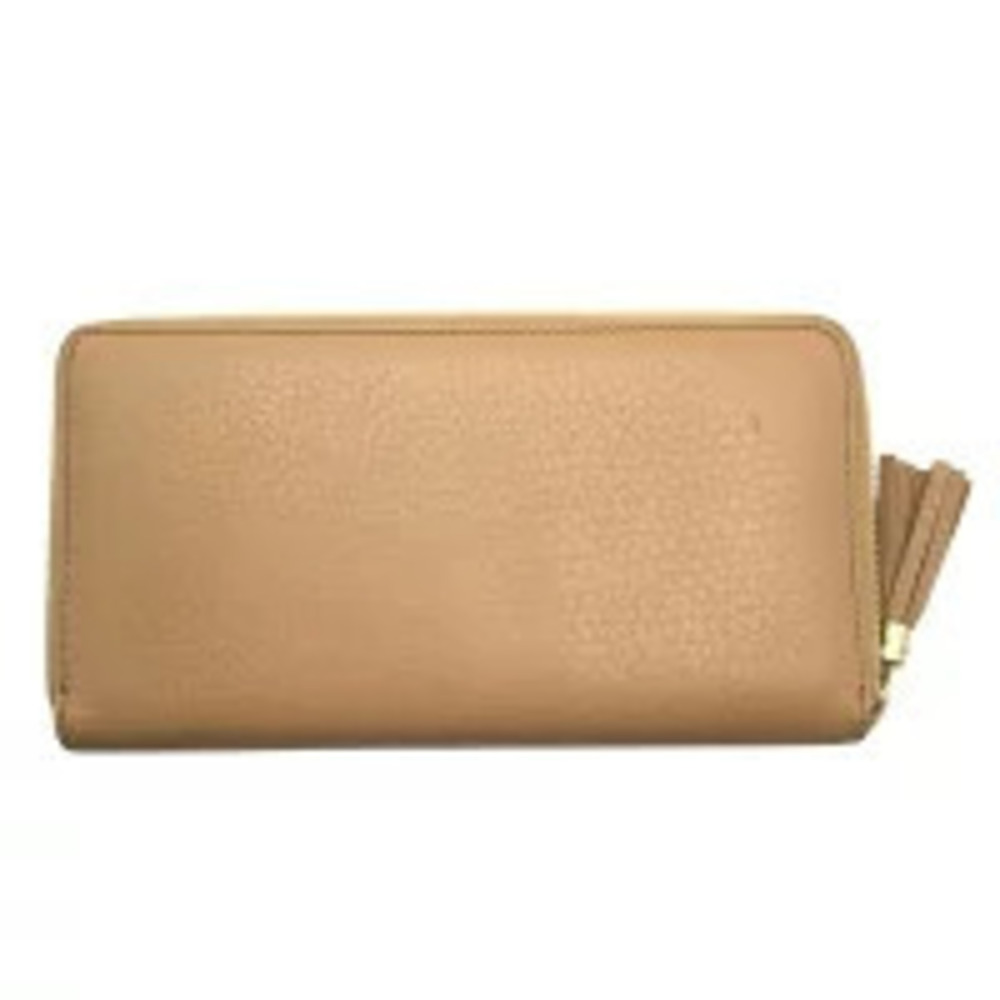 Gucci Soho Beige GG Zipper Long Round Brown Wallet Leather Tan Brown